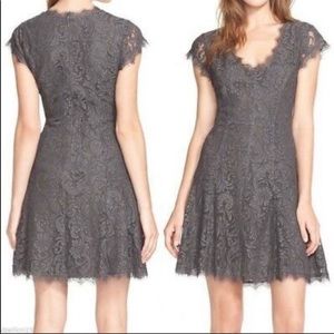 JOIE Gray Lace Flare Dress